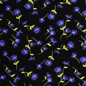 Purple Flowers in the Abyss Printed Spandex | Blue Moon Fabrics