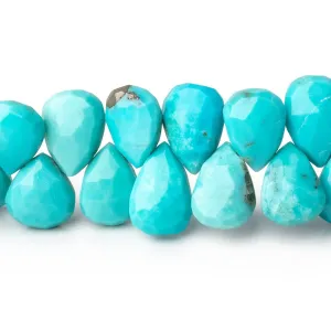 10x8-11x8mm Sleeping Beauty Turquoise Faceted Pear Beads 7.75 inch 48 pieces