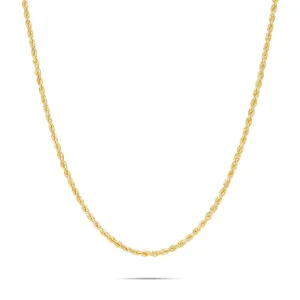 14K Solid Gold Rope Chain, 2mm