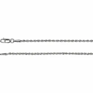 14K White Gold Rope Chain, 16 Inches Long 1.85 mm  - CH956GW