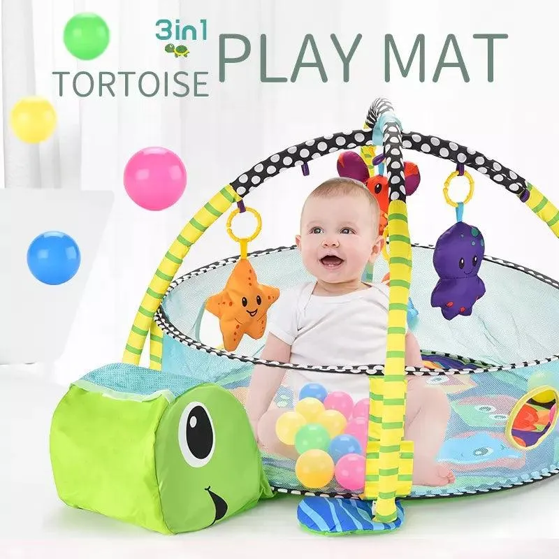 3 In 1 Tortoise Baby Activity Gym Play Mat And Ball Pit Set