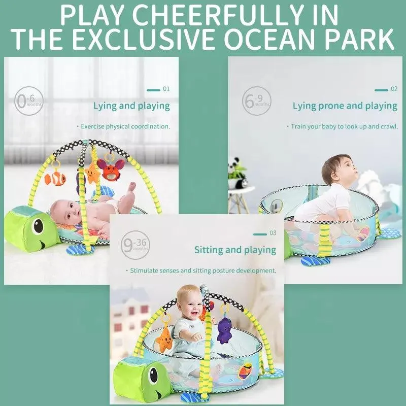 3 In 1 Tortoise Baby Activity Gym Play Mat And Ball Pit Set