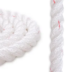 3/4" Polyester Combo Rope - White with Red Tracer