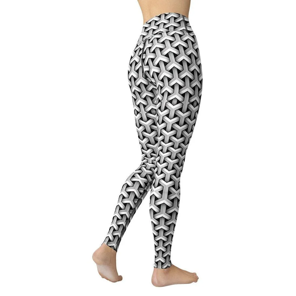 3D Woven Metallic Print Yoga Leggings