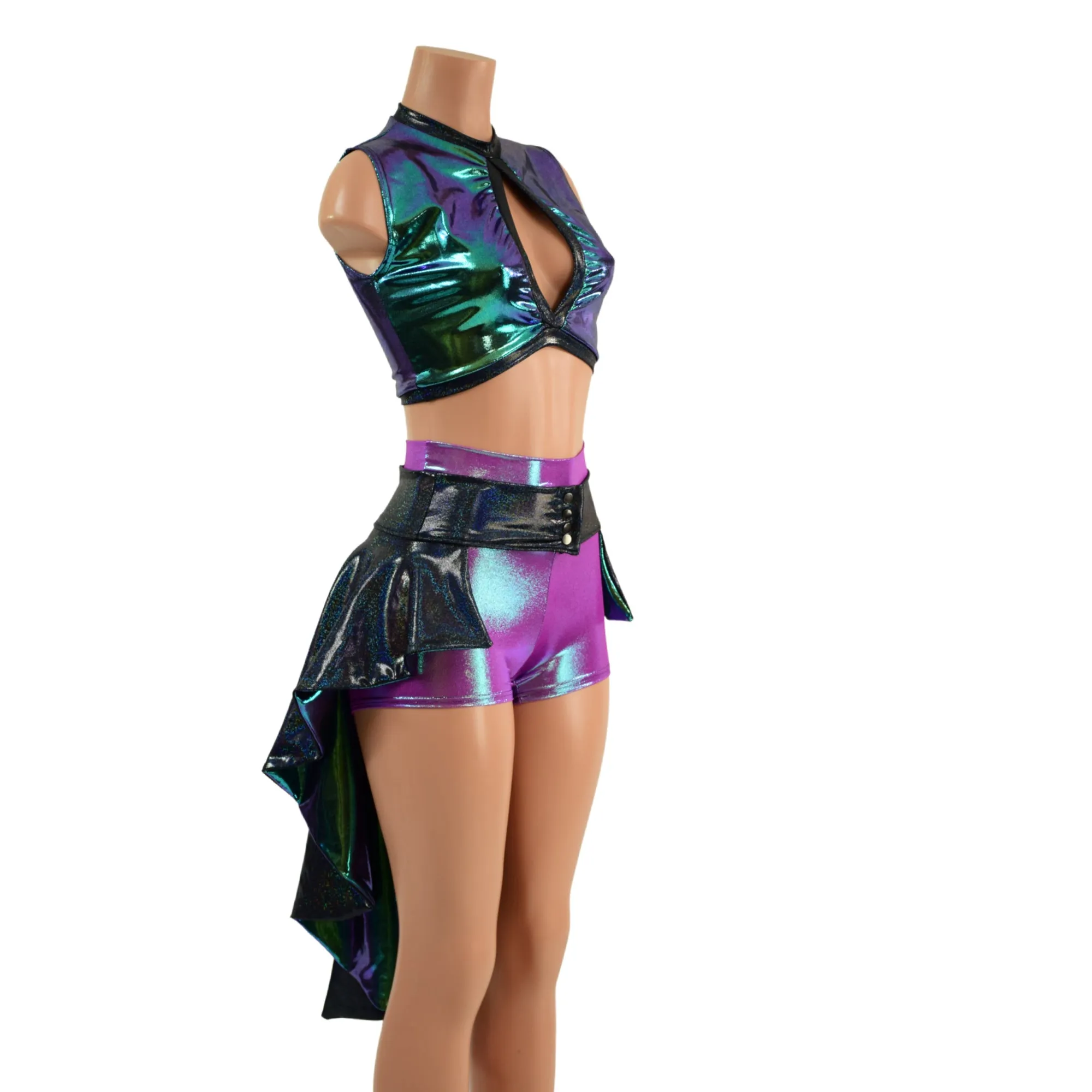 3PC Holographic Set with Tux Back Belt