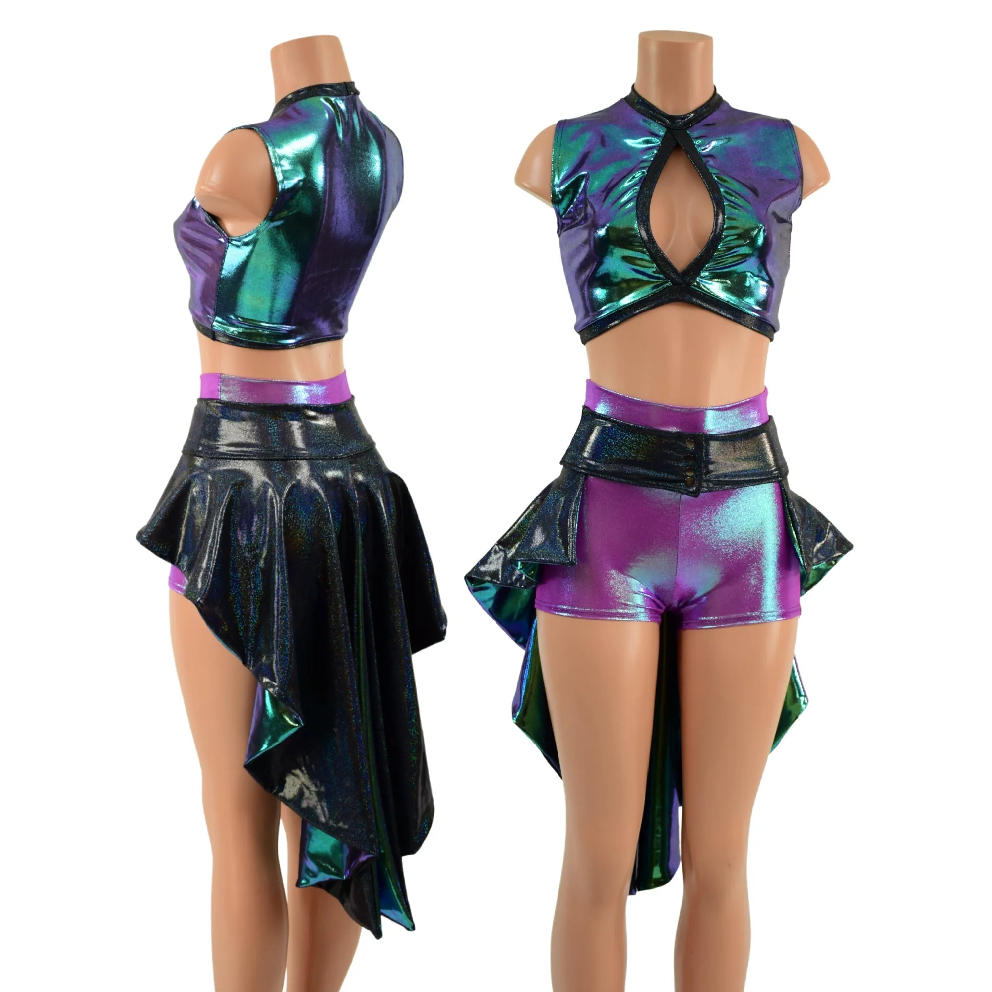 3PC Holographic Set with Tux Back Belt