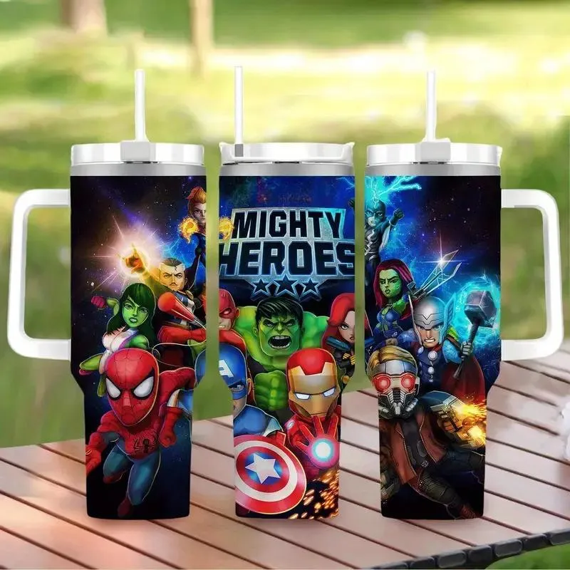 40oz Mighty Heroes Tumbler With Lid And Straw