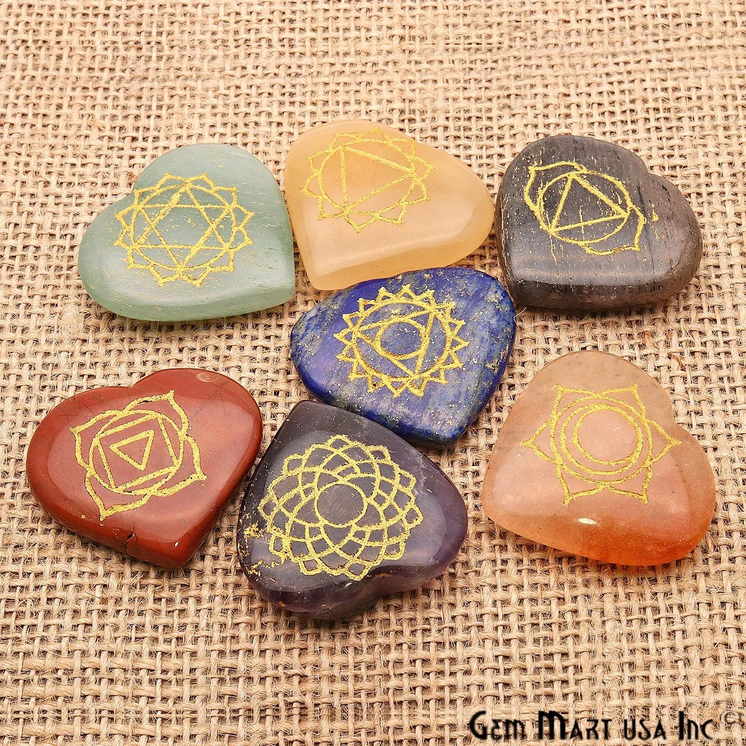 7 Chakra Lot, Healing Stones, Heart Spiritual Stones, Meditation Stones