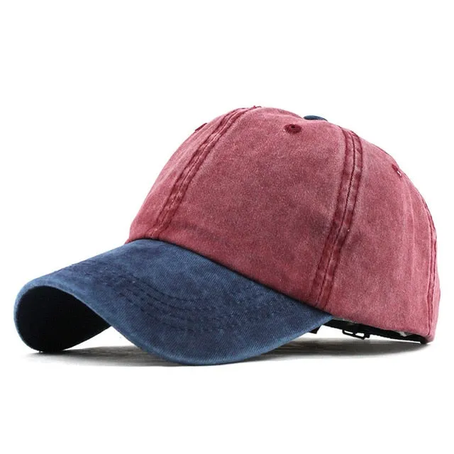 9 colors Washed Denim Two Color Snapback Baseball Cap