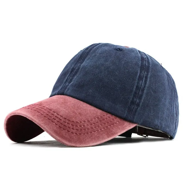 9 colors Washed Denim Two Color Snapback Baseball Cap