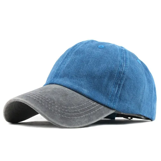 9 colors Washed Denim Two Color Snapback Baseball Cap