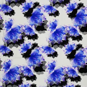 Abstract Flowers Printed Spandex Fabric | Blue Moon Fabrics