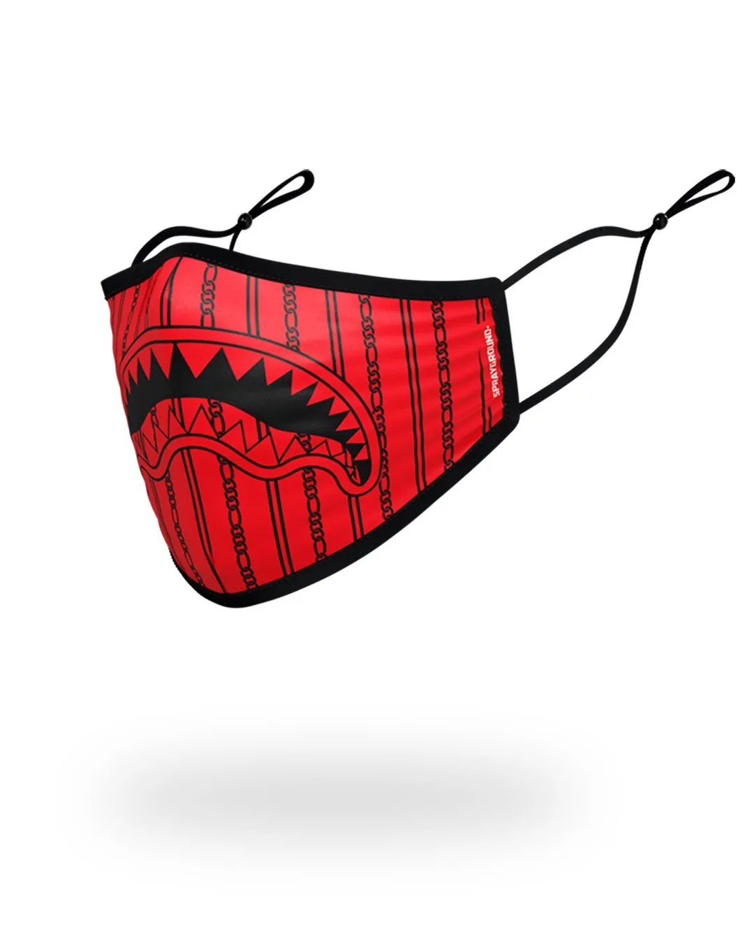 ADULT REVERSE SHARKS IN PARIS (RED) FORM FITTING FACE MASK