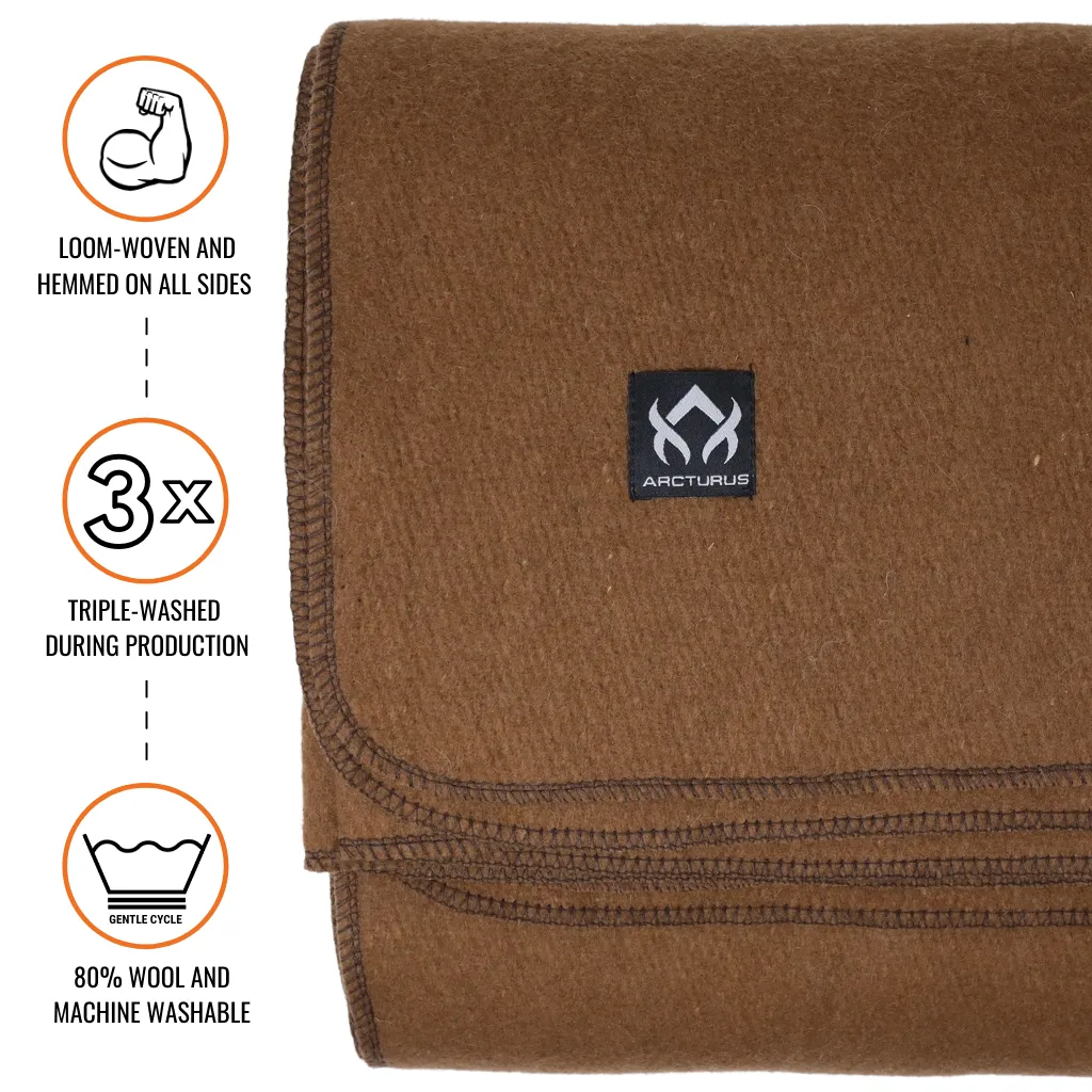 Arcturus Military Wool Blanket - Camel | 4.5 lbs (64" x 88")