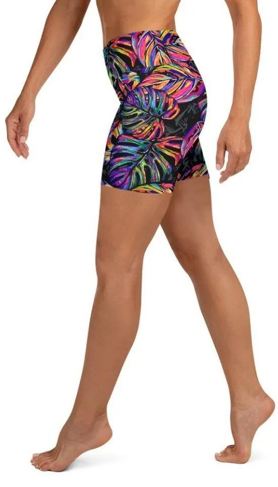 Artsy Tropical Yoga Shorts