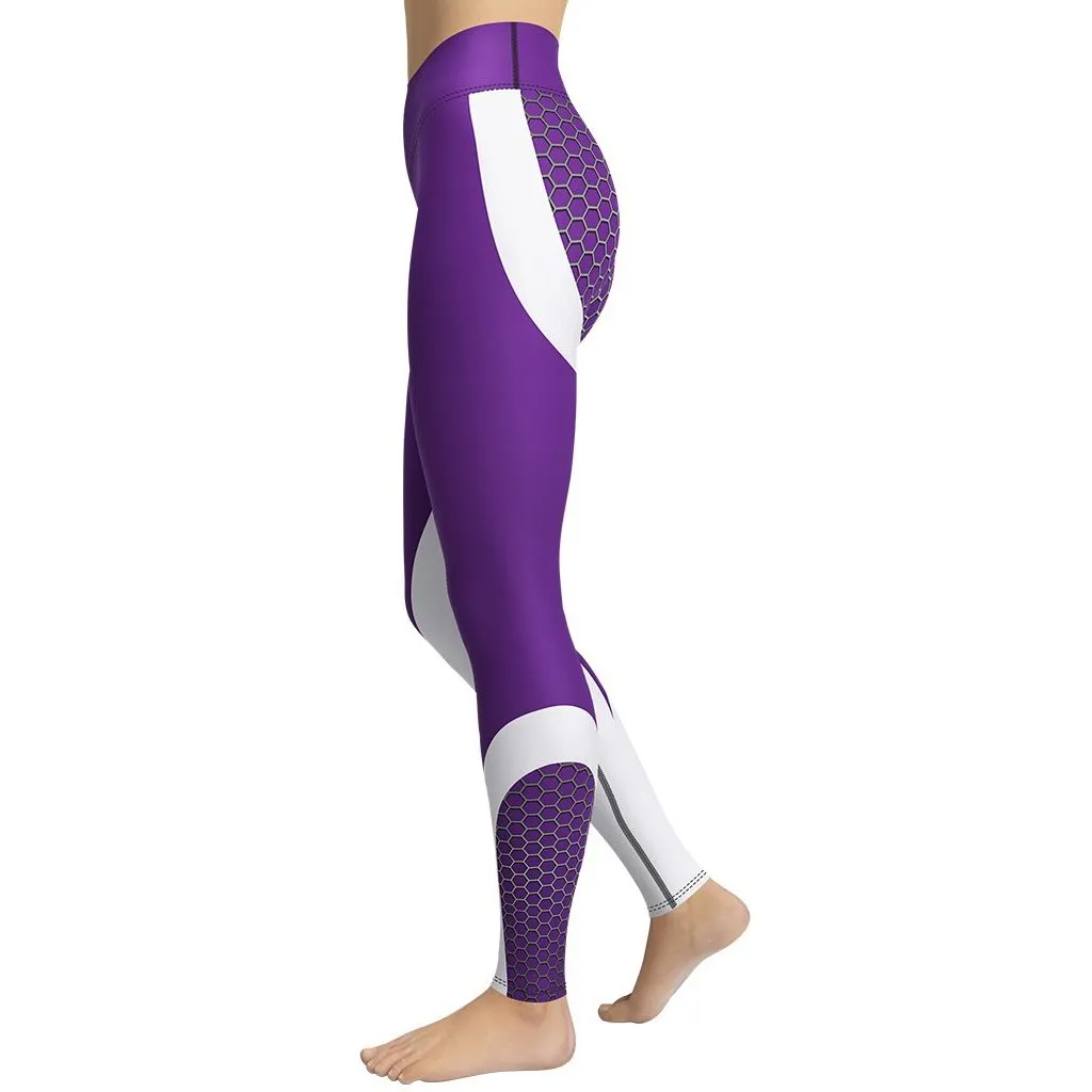 Beehive Geometric Yoga Leggings Royal Purple