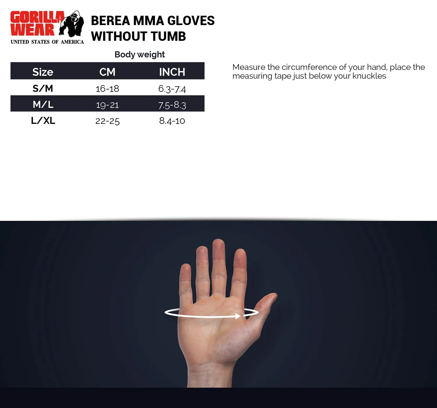 Berea MMA Gloves (Without Thumb) - Black/White