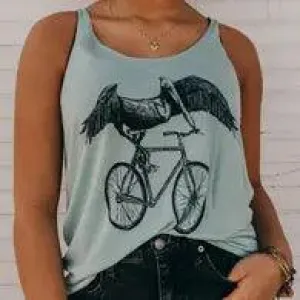 Bird on a Bicycle Racer Back Tank