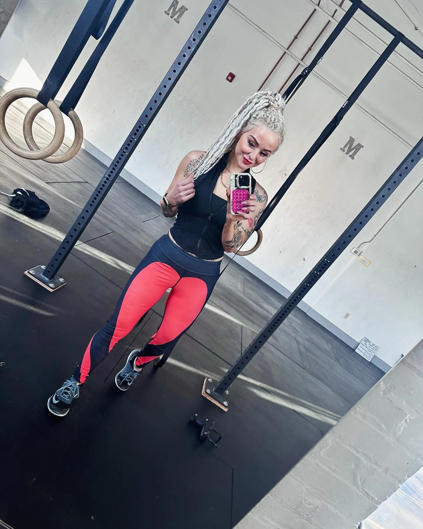 Black & Red Heart Shaped Yoga Leggings