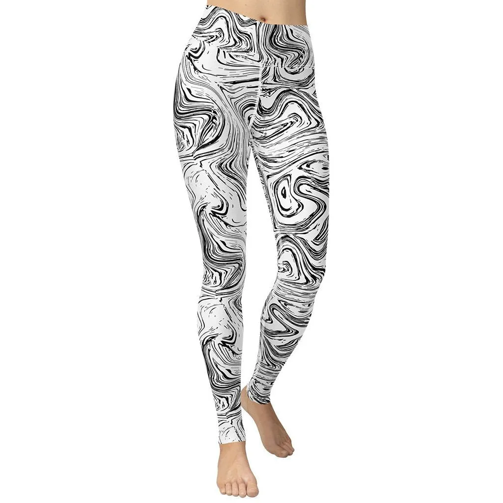 Black & White Marble Yoga Leggings