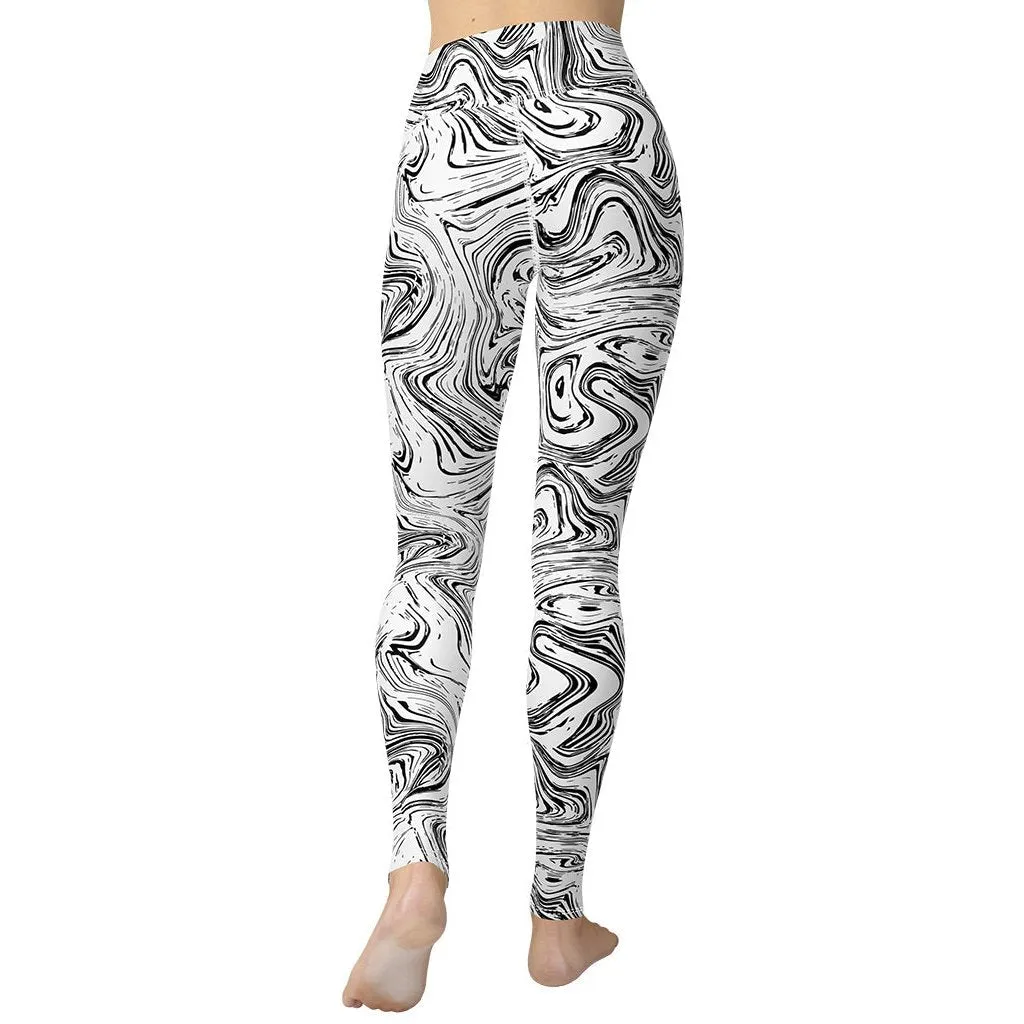 Black & White Marble Yoga Leggings