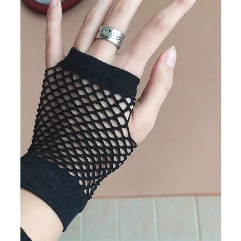 Black Fishnet Fingerless Gloves