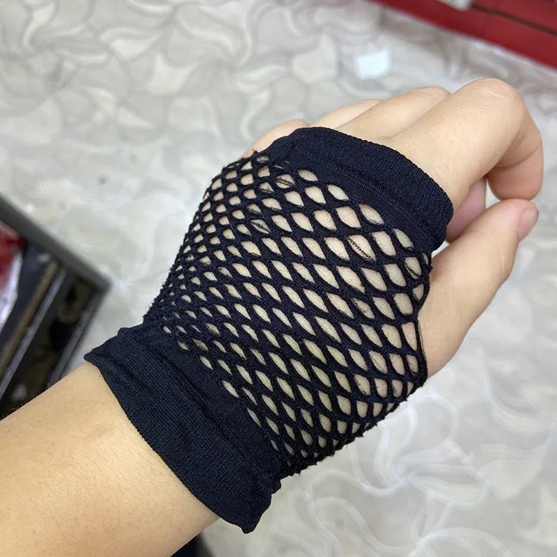 Black Fishnet Fingerless Gloves