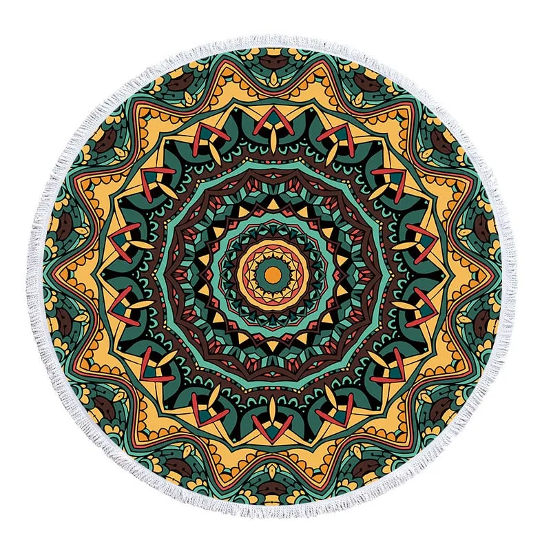 Boho Beach Towels | Tropical Printed Large Round Beach Towel | Microfiber Round Fabric Bath Towels | Home Decorative