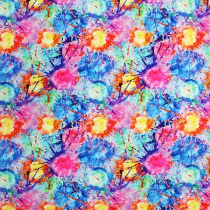 Bright Splatter Paint Printed Spandex | Blue Moon Fabrics