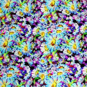 Butterflies Daisies Printed Spandex | Blue Moon Fabrics