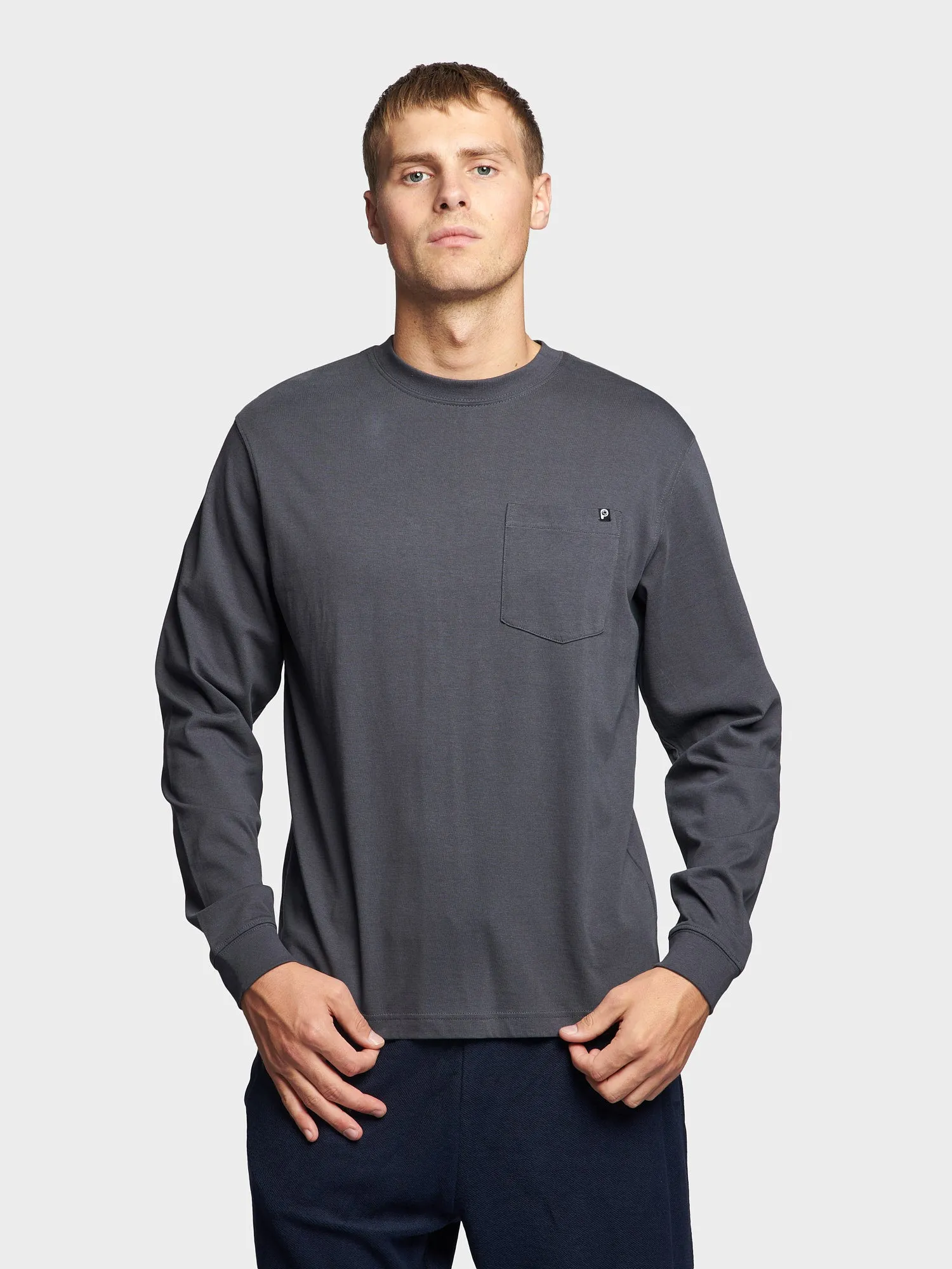 Chest Pocket Long Sleeve T-Shirt in Ebony