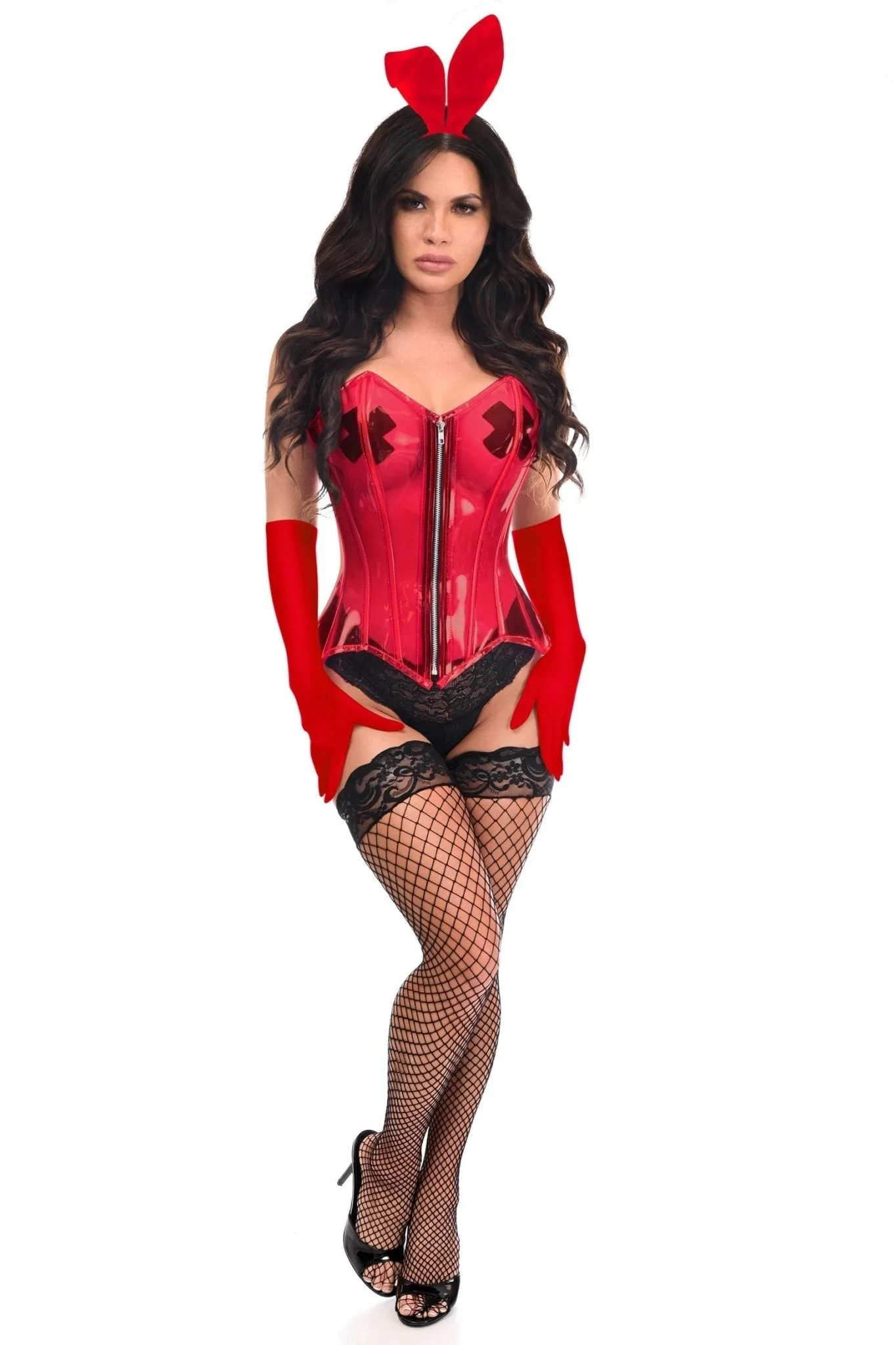 Clear Elegance 4 PC Red Bunny Corset Costume