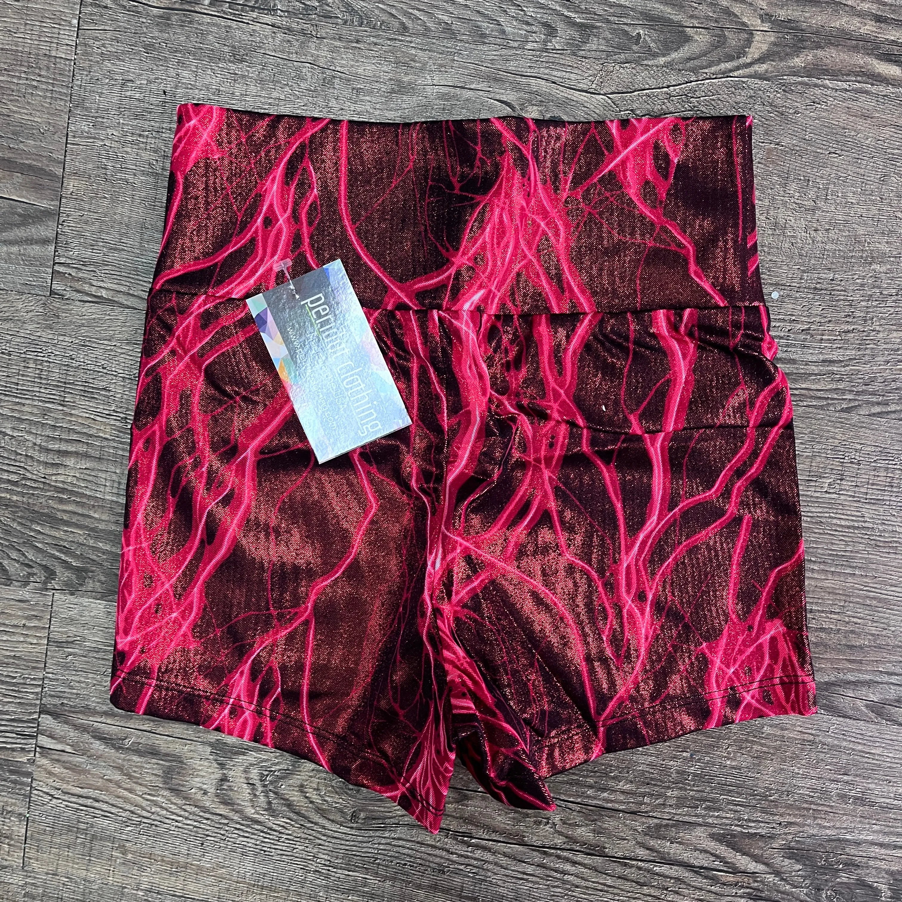 Copy of SALE - SMALL HIGH WAIST Booty Shorts - Red Lightning