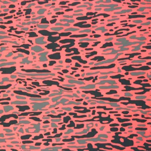 Coral Black Animal Printed Spandex | Blue Moon Fabrics