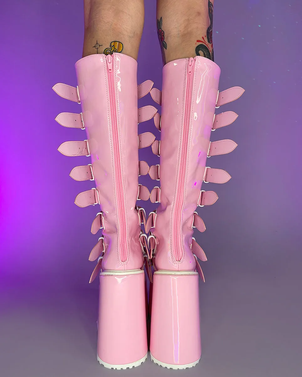 Demonia Swing Pink Hologram Boots