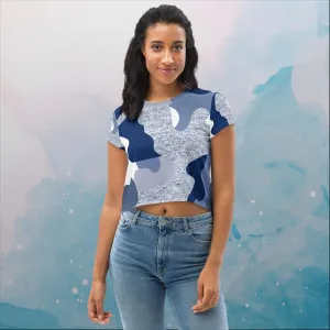 Giant Blue Camo Print Womens Crop Tee