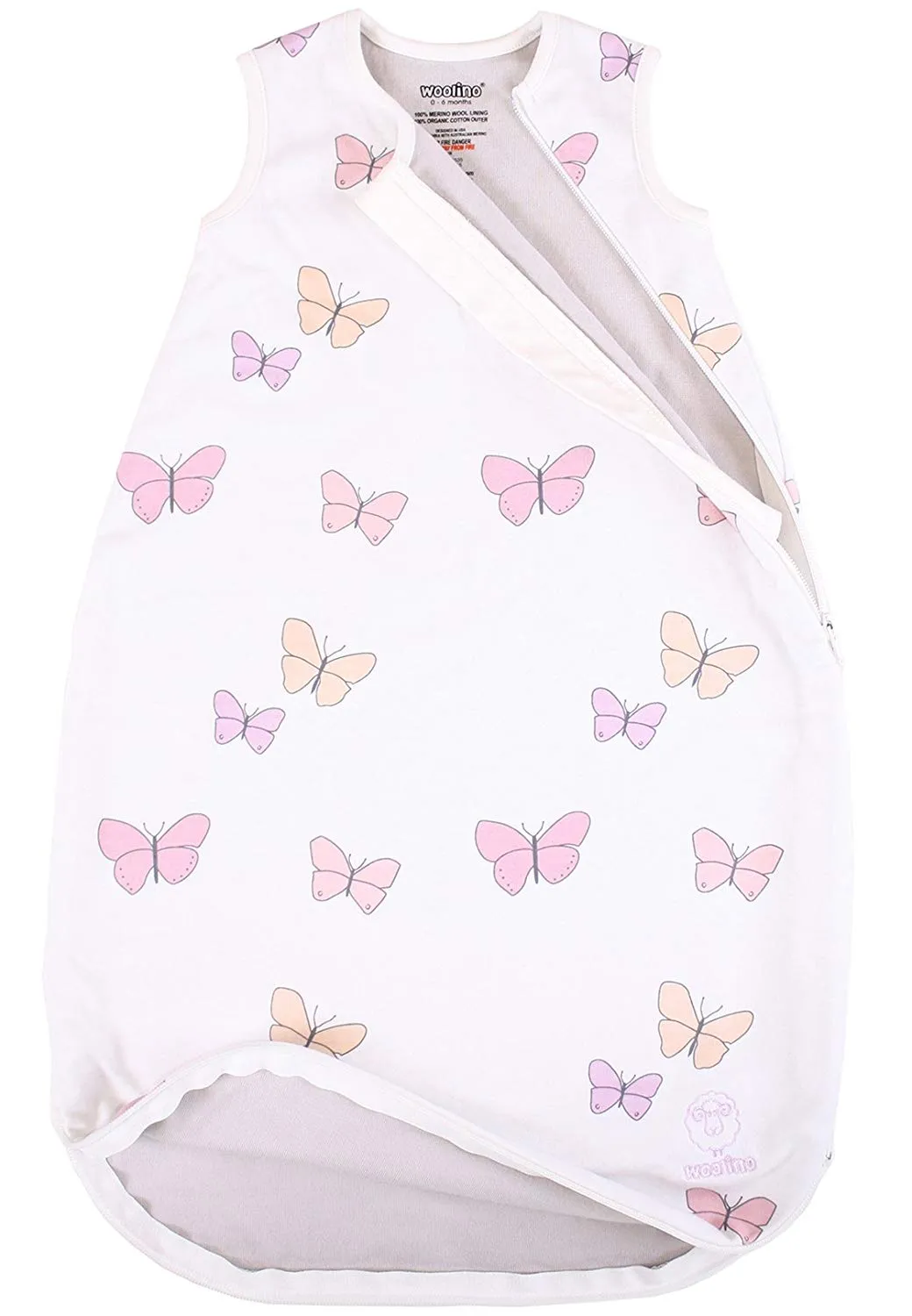 >Woolino 4 Season BASIC Merino Wool Baby Sleep Bag in Butterfly