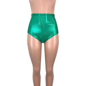 High Waist Hot Pants - Green Sparkle