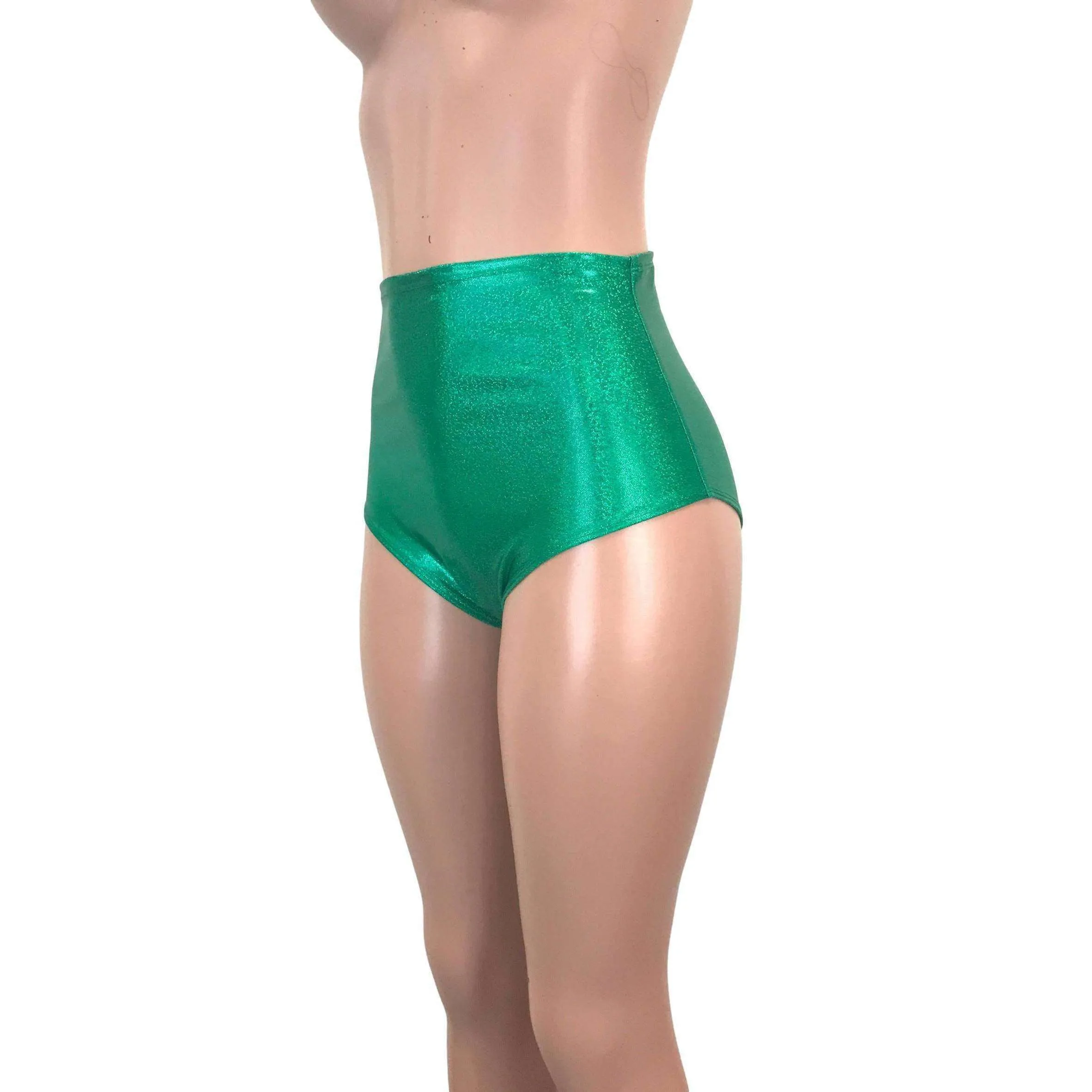 High Waist Hot Pants - Green Sparkle