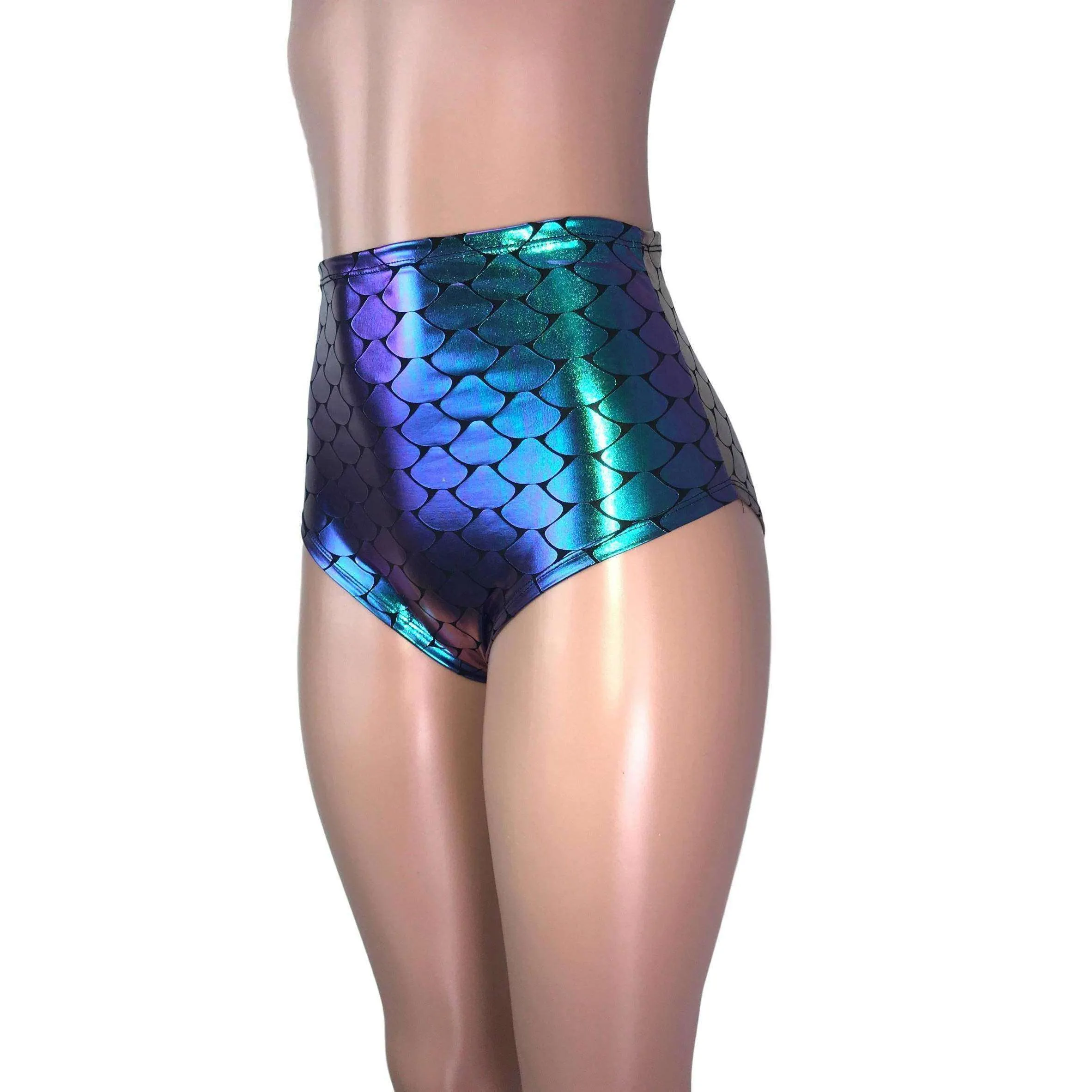 High Waist Hot Pants - Holographic Mermaid