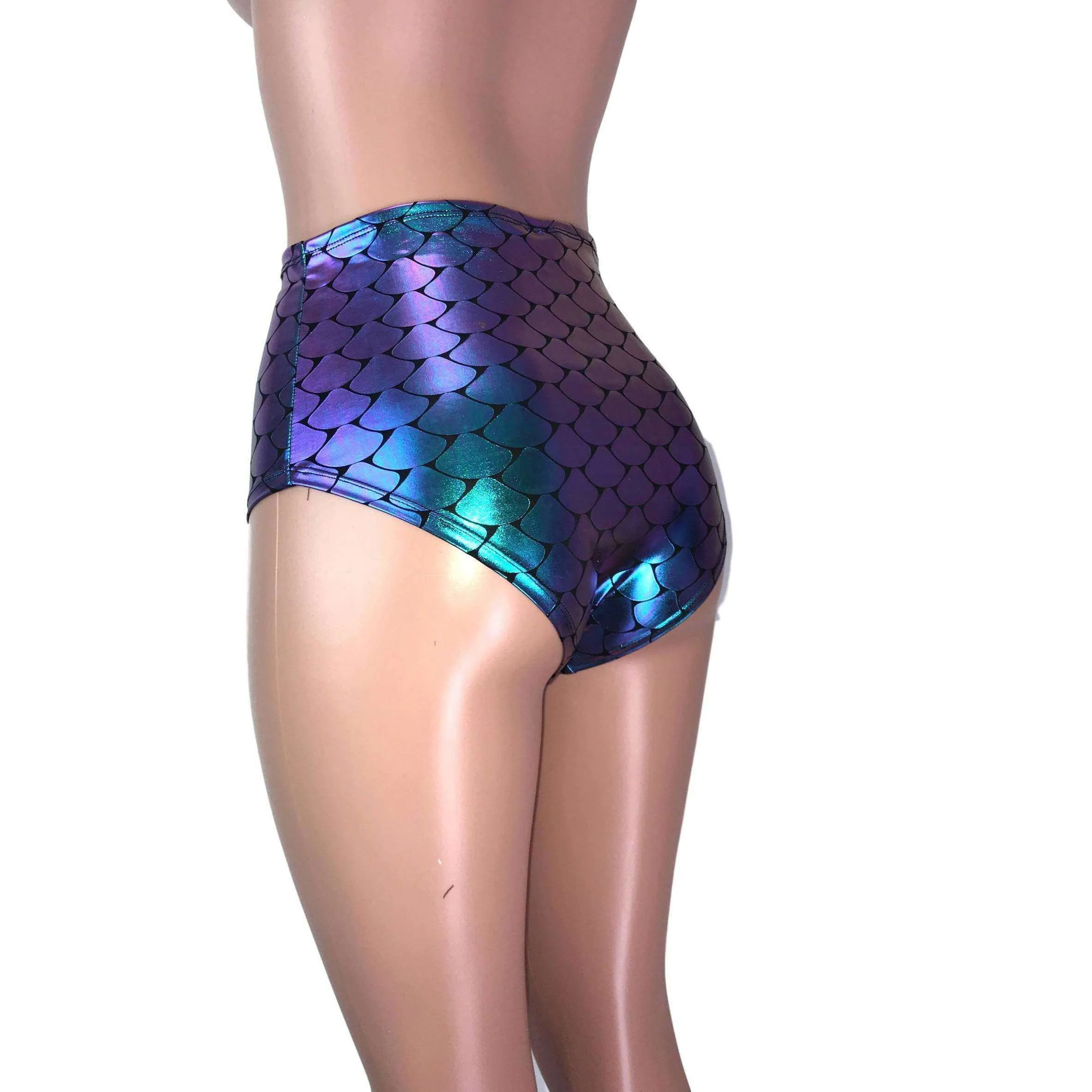 High Waist Hot Pants - Holographic Mermaid