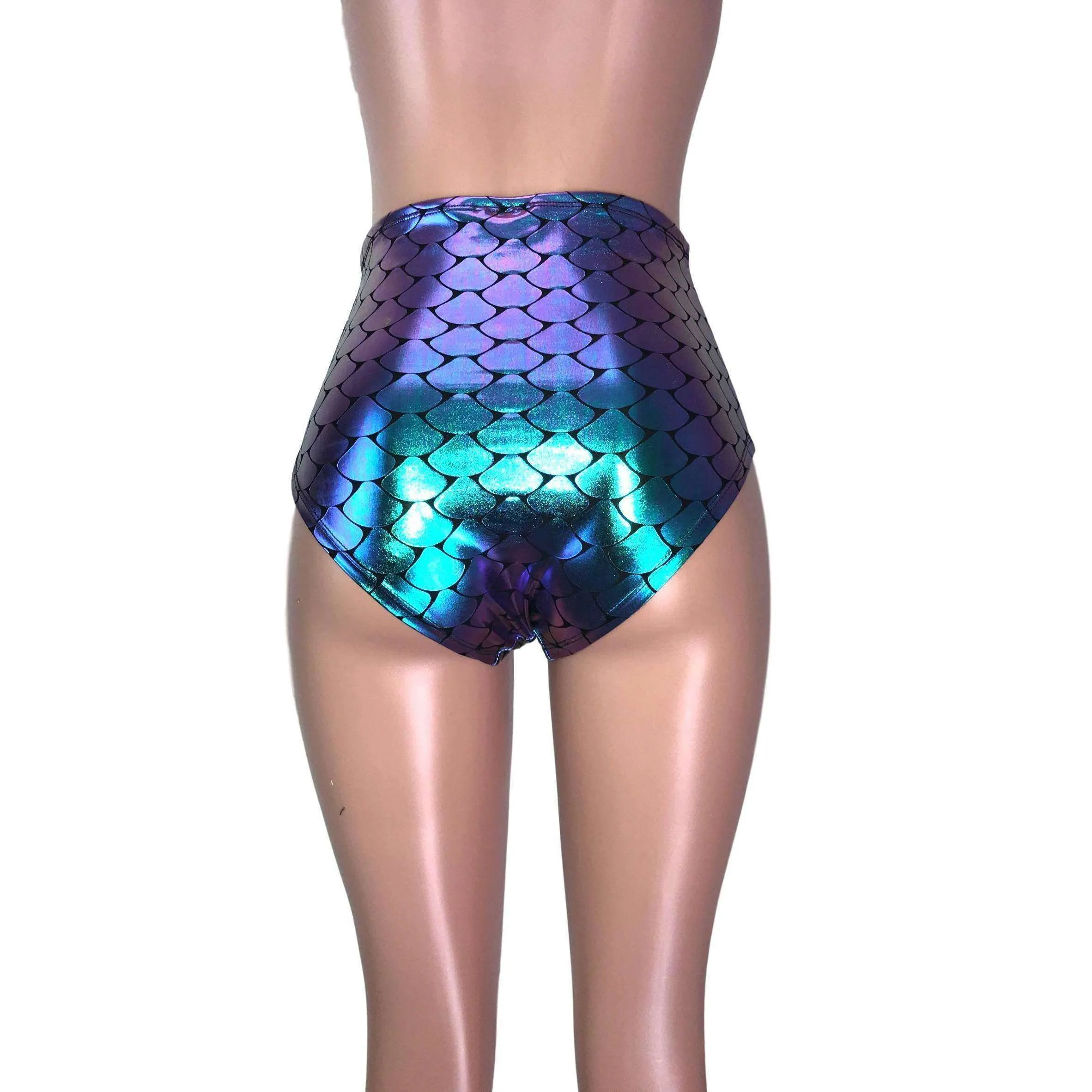 High Waist Hot Pants - Holographic Mermaid