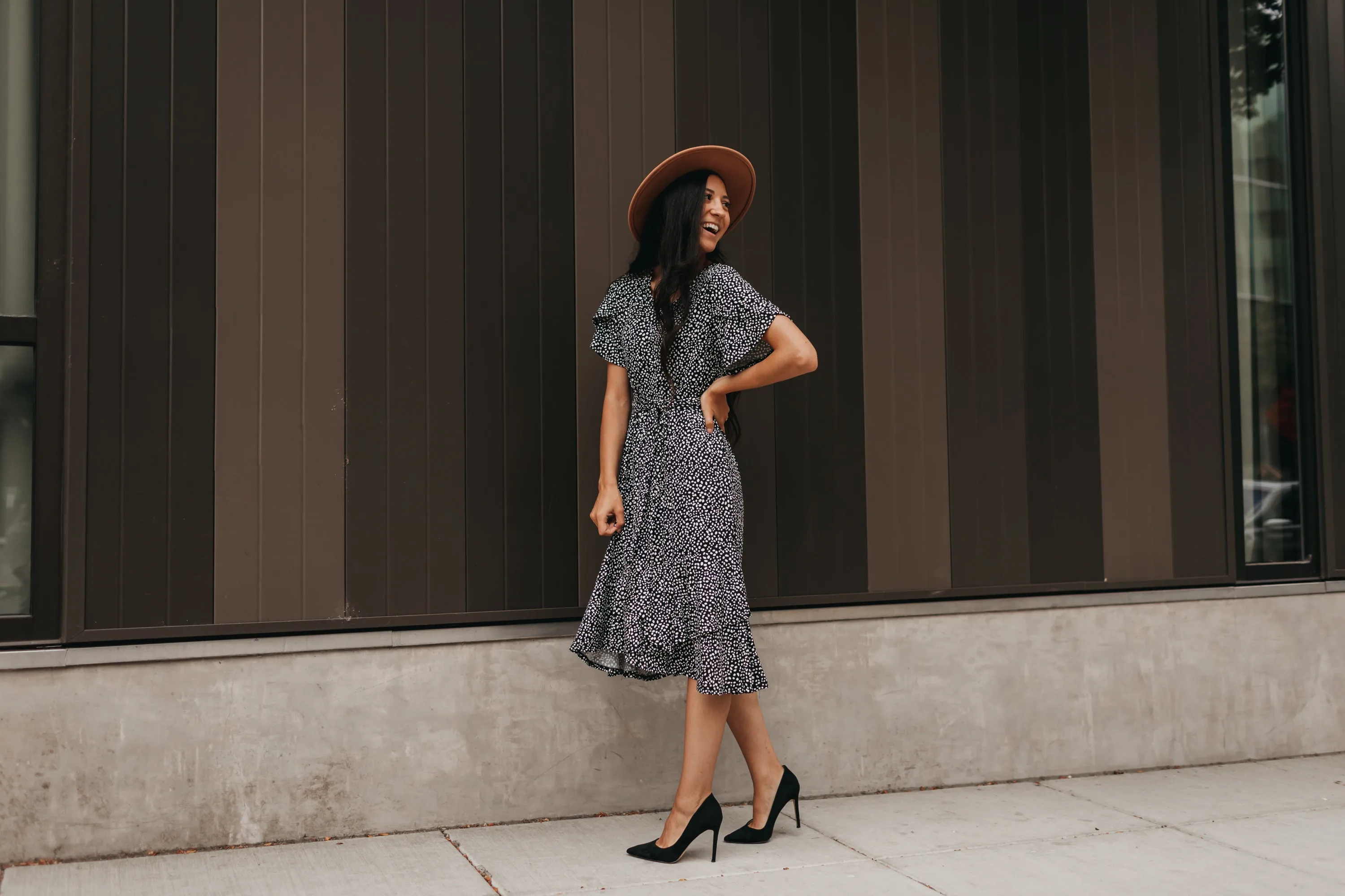 Ivy Dotted Dress in Black