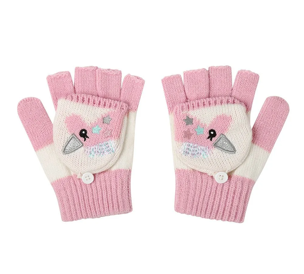 Kids Knit Unicorn Beanie & Gloves Set