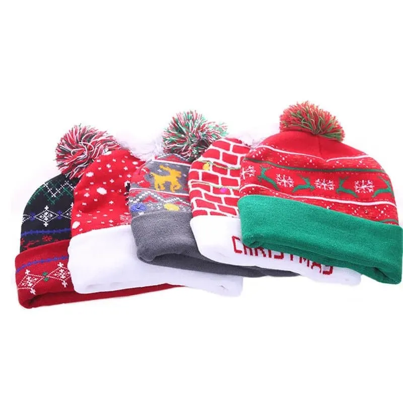 LED Knitted Christmas Hats