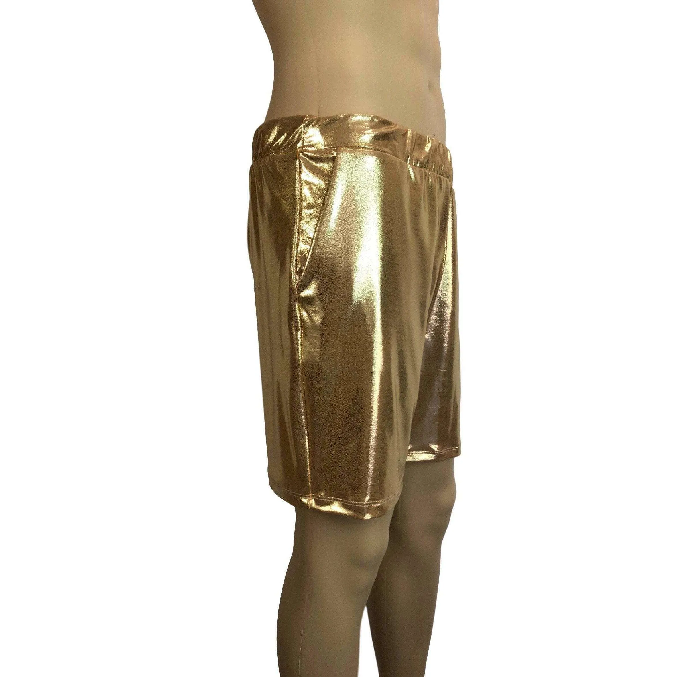 Men's Gold Mystique Metallic Shorts W/ Pockets