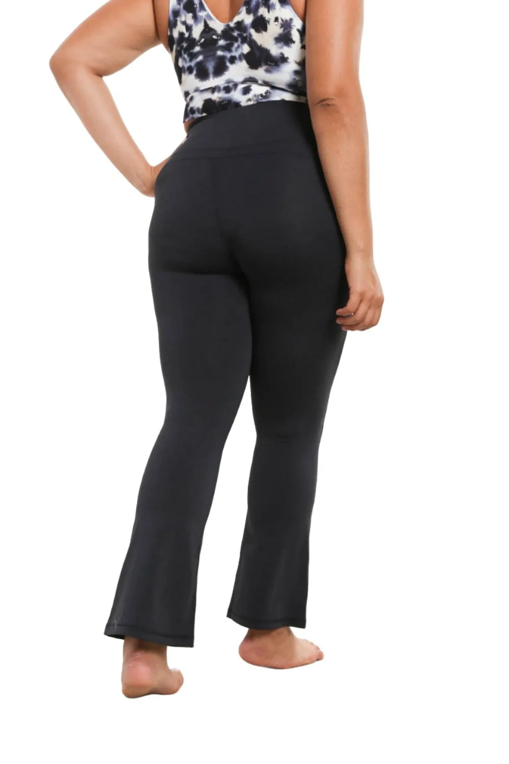 Mono B Flare Swoop Back High-Waisted Leggings APH-A0681 And Plus