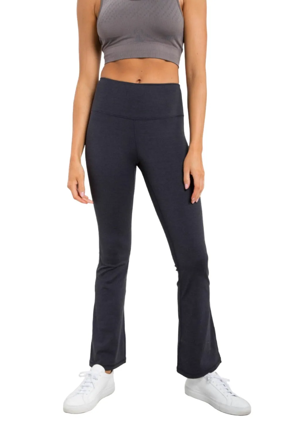 Mono B Flare Swoop Back High-Waisted Leggings APH-A0681 And Plus