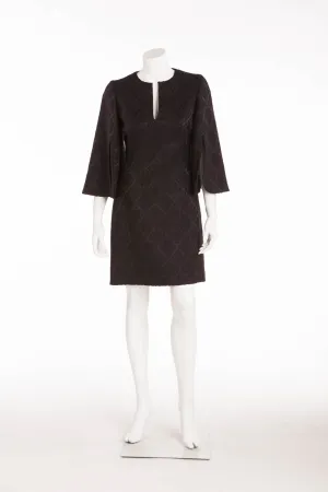 Original Alexander McQueen - Long Sleeve Patterned Black Dress - IT 42