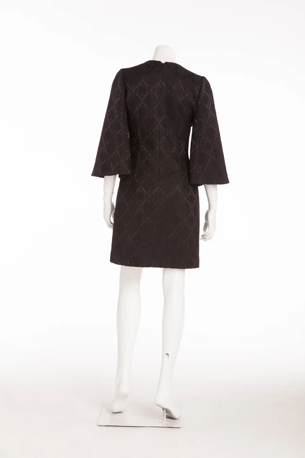 Original Alexander McQueen - Long Sleeve Patterned Black Dress - IT 42